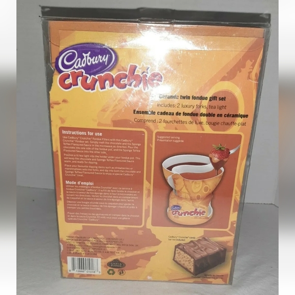 Crunchie Ceramic Twin Chocolate Fondue Bowl Gift Set Cadbury Crunchie Bar New - Picture 4 of 4